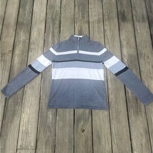 Jones New York Gray and White Zip Up Sweater